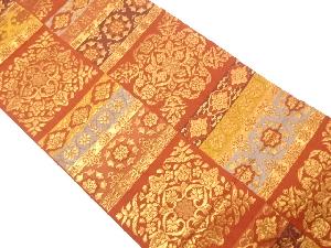 変わり縞に花唐草模様織り出し袋帯